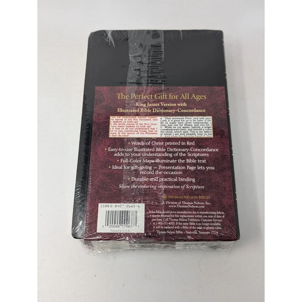 Nelson 162 Holy‎ Bible KJV Black Leatherflex Red Word King James Version New VTG